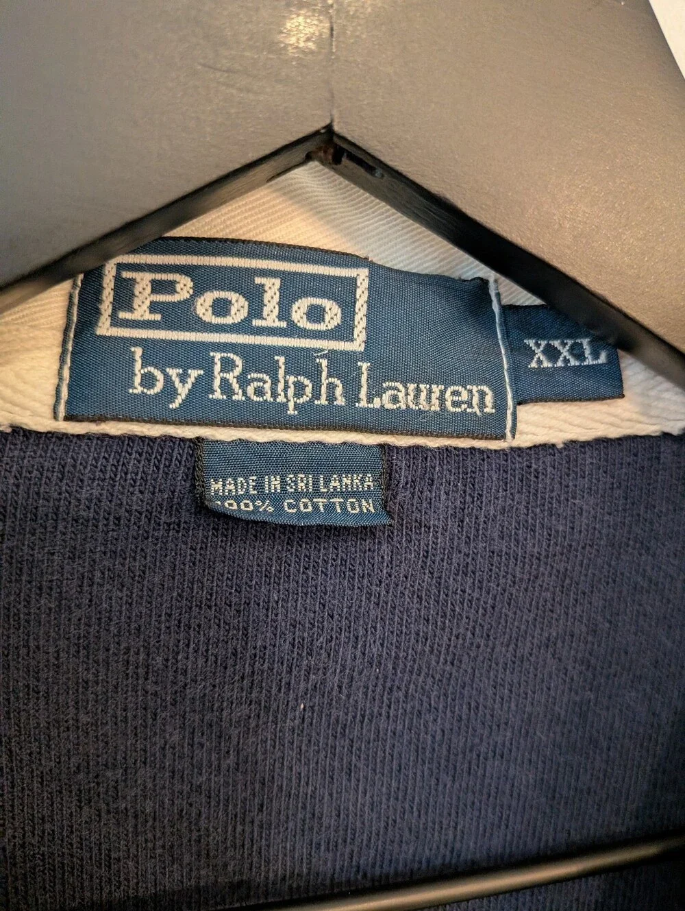 VTG Polo Ralph Lauren Mens Thick Stripe Heavy Cotton Rugby Long Sleeve Shirt XXL